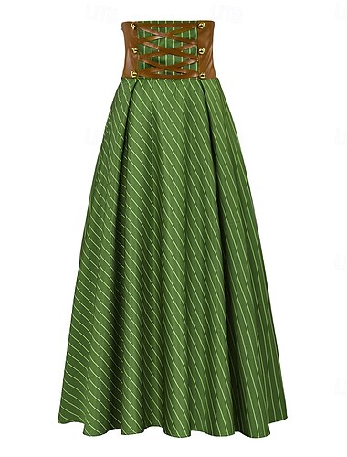  Punk & Gothic Mittelalterlich Renaissance Rock Cosplay Kostüm Maxirock Ren Faire Streifen Damen Keltisch Seeräuber Fantasie Maskerade Karneval Alltagstauglich Erwachsene Rock Frühling & Sommer