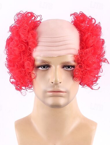  curto fofo sintético cabelo vermelho palhaço horror halloween cosplay perucas para homens adulto