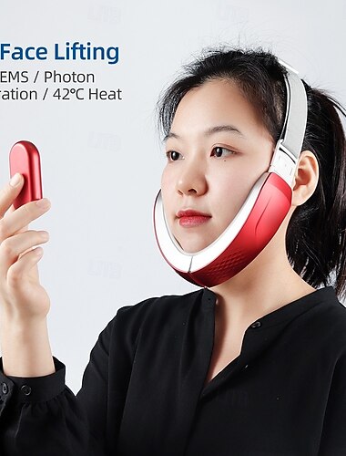  EMS Facial Massager V-Line Lift Up Belt Light Face Slimming Vibration Massager Face Lifting Device Reduce Double Chin