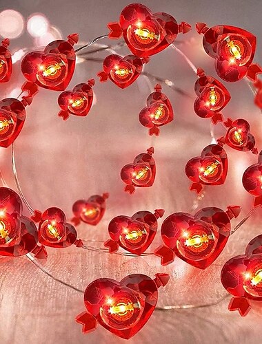  elegante bruiloft feest receptie Valentijnsdag led-lichtsnoer – 2m 20led rode lippen koperdraad, op batterijen voor woningdecoratie