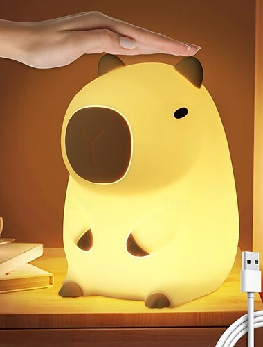  simpatico cartone animato capibara silicone luce notturna usb ricaricabile temporizzazione dimmer lampada da notte per dormire per la decorazione della cameretta dei bambini