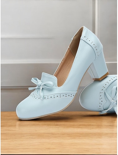  Mocasines de piel sintética azul claro estilo preppy para mujer con detalle de lazo: cómodos y elegantes para el trabajo o para uso informal
