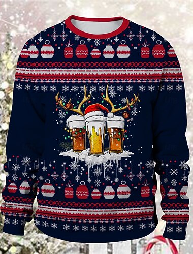  Ježíšek Sob Pivo Pullover Vtipná vánoční mikina 3D Vánoce Legrační Pro Pro páry Pánské Dámské Dospělé Vánoce Karneval 3D tisk Párty Festival