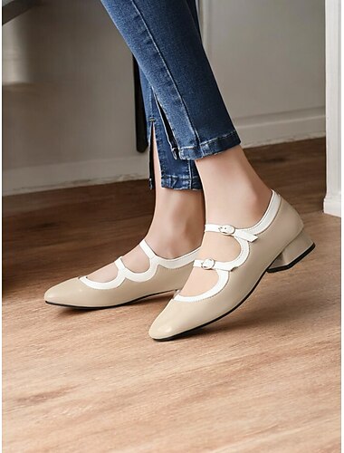  retro groene lakleren Mary Jane schoenen – dames vintage dubbele band lage blokhakken voor casual en cosplay kleding