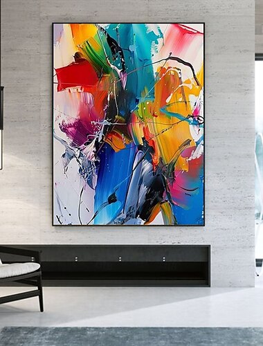  pintura a óleo feita à mão, tela, decoração de parede, pintura abstrata de faca, vista para o mar, vermelho, para decoração de casa, pintura sem moldura, sem estresse