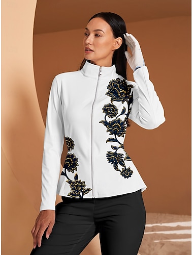  Mujer chaquetas de golf Blanco Manga Larga Camiseta Ropa de golf para damas Ropa Trajes Ropa Ropa