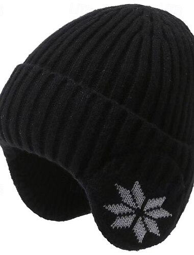  Муж. Универсальные Шапка-бини Зимние шапки Шапки бини 骷髅头毛线帽 Вязаная шапка Черный Темно-синий Полиэстер Трикотаж Уютный На каждый день На выход В снежинку Сплошной/однотонный цвет Теплый