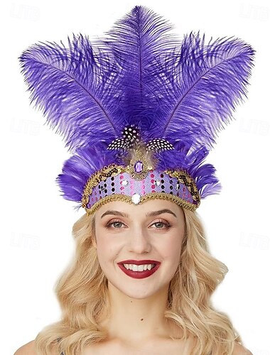  Brasilianisch Stirnband Erwachsene Damen Feder Party Maskerade Karneval von Venedig Halloween Karneval Einfaches Karnevalskostüm