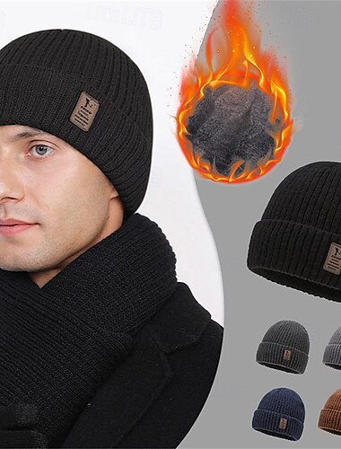  Hombre Unisexo Sombrero de Beanie Sombreros de invierno Gorros 骷髅头毛线帽 Sombrero tejido Negro Azul Marino Oscuro Poliéster De Punto Acogedor Ropa Cotidiana Noche Color sólido/liso Templado