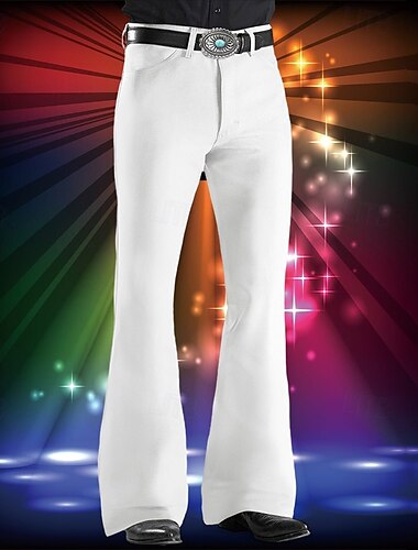  Voor heren Pakken Uitlopende broek Bell Bottom Broek Kostuumbroek Zak Effen Comfort Zacht Volledige lengte Feest Club Discolampen Elegant Modieus Zwart Wit