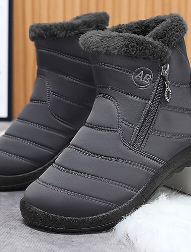  graue Winterstiefel für Herren mit Reißverschluss, warmem Fleecefutter und wasserdichtem Design – ideal für Outdoor-Aktivitäten bei kaltem Wetter