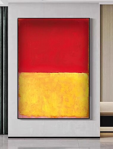  sárga piros 3 vászon szett rothko kézzel festett olajfestmények híres színes rothko kézzel készített minimalizmus művészet festmény lakberendezés galéria fal feszített keret felakasztható