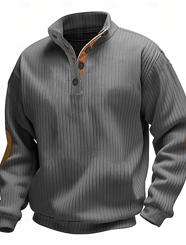  Herren Sweatshirt Pullover Kord Zur Seite fahren Schwarz Weiß Grün Khaki Grau Stehkragen Farbblock Sport & Natur Casual Täglich Strassenmode Brautkleider schlicht Winter Frühling & Herbst Bekleidung