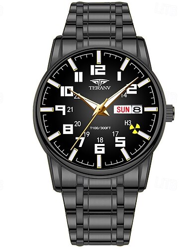  1 pz nuovo acciaio inossidabile con orologio da uomo digitale calendario settimanale display moda tendenza vita viaggio luminescente tempo libero sport affari orologio regalo di compleanno regalo di