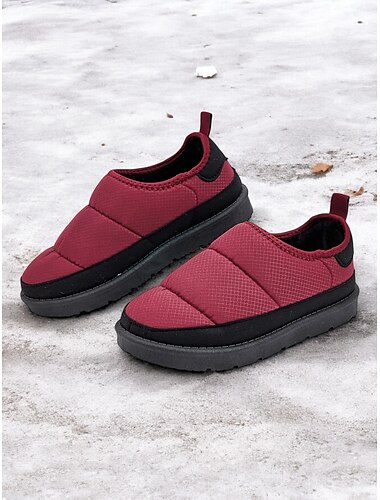  Rote gesteppte Winterpantoffeln für Damen mit rutschfester Sohle – warme Schlupfschuhe für drinnen und draußen bei kaltem Wetter