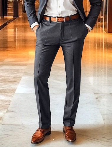  Herren Anzughosen Hose Hosen Hose Anzughose Tasche Glatt Komfort Atmungsaktiv Hochzeit Outdoor Täglich Modisch Brautkleider schlicht Schwarz Khaki