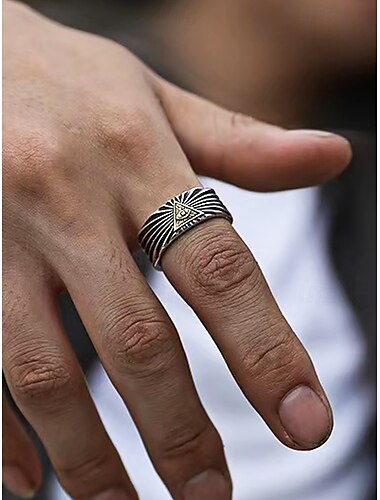  verstellbarer Vintage-Ring für Herren – Auge der Vorsehung-Design, perfekt für Gothic- und Boho-Stile