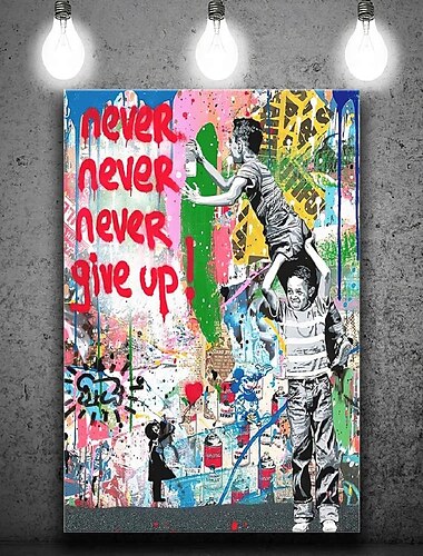  Pintura de arte de monopolio pintada a mano, nunca te rindas, pintura al óleo, arte de graffiti, lienzo, pintura al óleo, arte de pared, decoración, lienzo hecho a mano, arte de graffiti callejero,