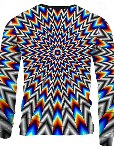  Per uomo Illusione ottica Inganno Visivo Maglietta Manica Lunga maglietta Stampa 3D Girocollo Camicia Esagerato Quotidiano Designer Streetwear Casuale Nero Estate Primavera Autunno Abbigliamento S M