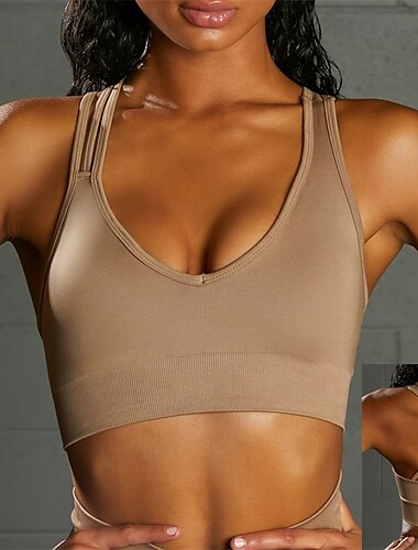  Damen BH-Oberteil Unterwäsche BH-Top Bequem Atmungsaktiv Stoßfest Herausnehmbare Polsterung Drahtlos Einfach Sport Sportkleidung Hellblau Schwarz Yoga Fitness Leger