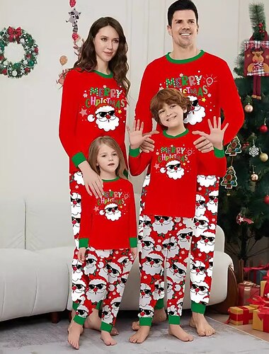  Papá Noel Pijamas de Navidad familiares Vestimenta Nocturna Hombre Mujer Chico Chica Navidad Año Nuevo Nochebuena Trajes a juego para la familia Dulce Adultos Niños Navidad Vacaciones Ropa de casa