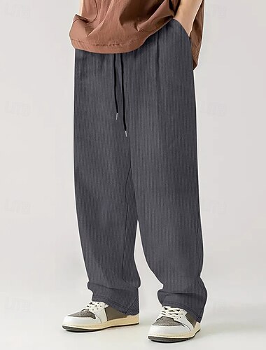  Herren Jogginghose Trainingshose Jogginghose mit weitem Bein Cordhose Hose Hosen Tasche Kordelzug Elastische Taille Glatt Komfort Sports Outdoor Täglich Modisch Brautkleider schlicht Schwarz Weiß