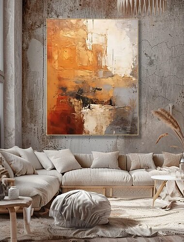  oljemaleri wabi sabi kunstverk håndmalt veggkunst stort abstrakt maleri palett kniv maleri farger abstrakt veggkunst moderne abstrakt lerret stort lerret kunst akryl oransje oljemaleri