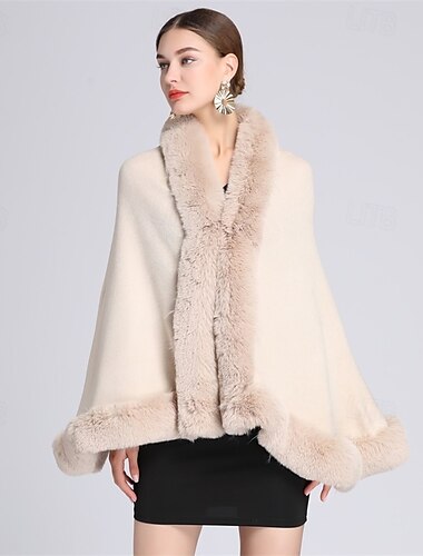  Kunstpelz Schal Wickelstola Bolero Braut Winter Hochzeit mit Haken