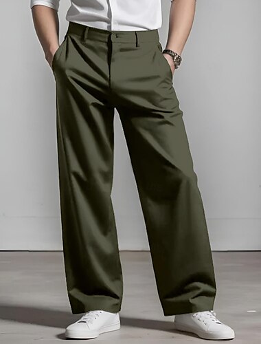  Herren Anzughosen Hose Hosen Schlabberhose Anzughose Tasche Gerade geschnitten Glatt Komfort Weich In voller Länge Formal Geschäft Täglich Modisch Strassenmode Schwarz Weiß