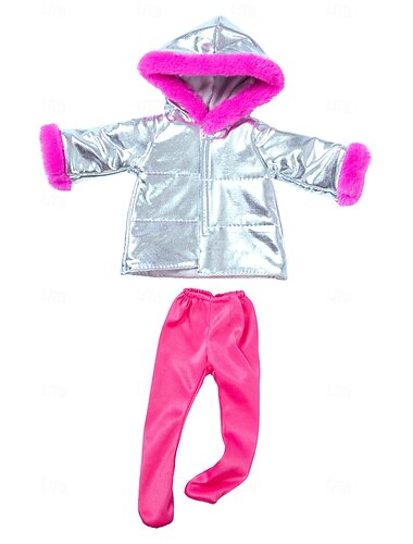  18-Zoll-Puppenkleidung und Accessoires, Winter-Puppen-Outfits-Set, Mantel und Hose für 18-Zoll-Puppen, Mädchen, Geschenke (ohne Puppe)