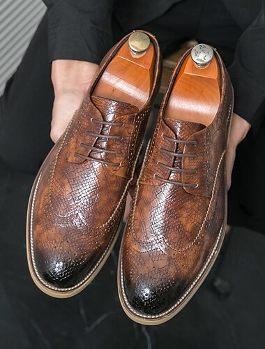  Brogue-Oxford-Schuhe für Herren mit strukturiertem Vintage-Kunstleder | formeller und lässiger Stil