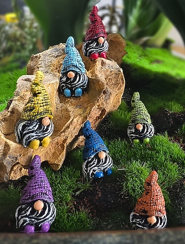  Σετ αγαλμάτων mini gnome 7 τμχ – γοητευτικά ειδώλια κήπου από ρητίνη για νεράιδες, ζαρντινιέρες και διακόσμηση σπιτιού – ιδανικό για υπαίθριες αποκριές και ρουστίκ θέματα