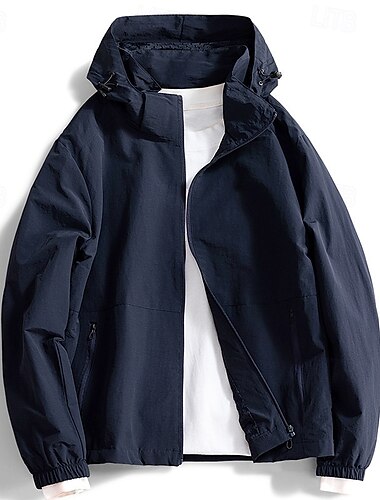  Herren Wanderjacke Draussen Windundurchlässig Wasserdicht Leichte Jacke Windbreaker-Jacke Reisen Dunkelgrau Schwarz Armeegrün Khaki Dunkelblau
