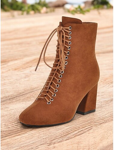  Burgunderfarbene Damen-Schnürstiefeletten mit Blockabsatz – schickes und wandlungsfähiges Schuhwerk für Herbst-Outfits und Freizeit