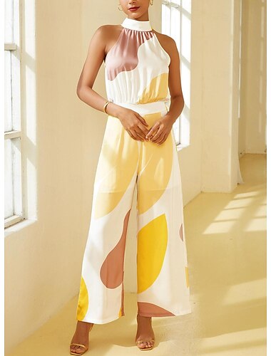  satijnen jumpsuit met bloemendraai