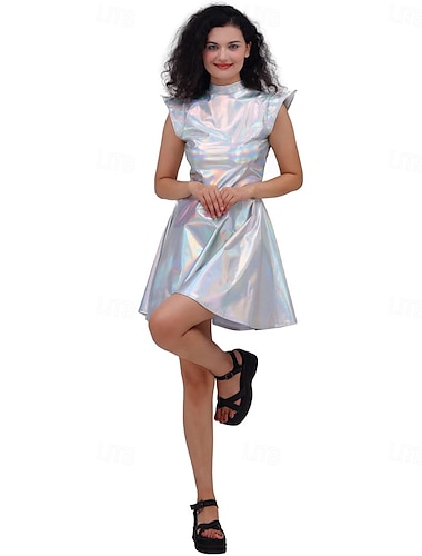  Jaren '80 Hiphop Metallic Jurken Schijf Dames Carnavalskostuum Halloween Carnaval Mardi Gras Prestatie Feest Prideparade Volwassenen Kleding