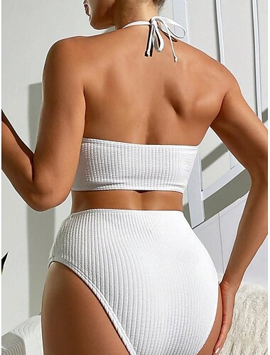  Dámské Plavky Bikiny Plavky Elegantní Módní Pevná barva Bez rukávů Plavky