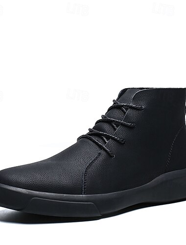  Lässige Herren-Stiefeletten aus Kunstleder mit Schnürung, bequemer rutschfester Sohle, perfekt für den Alltag und Outdoor-Aktivitäten