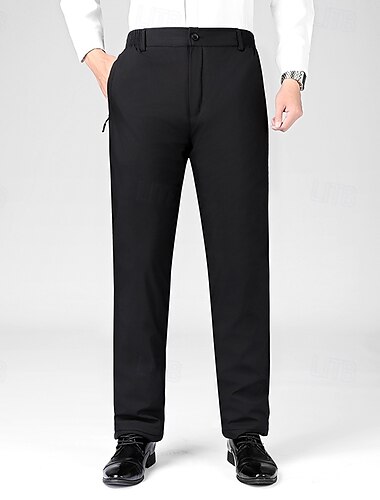  Men's Sherpa Dress Pants Fleece Pants Trousers Chinos Buttons Pocket Straight Leg Plain Comfort Formal Party Work Fashion Classic Style Black Navy Blue Micro-elastic