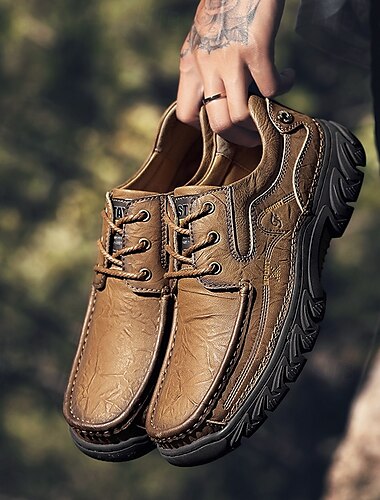  Outdoor-Wanderschuhe aus Kunstleder im Vintage-Stil für Herren mit Schnürverschluss und robuster Sohle, bequem und langlebig, perfekt für Outdoor-Aktivitäten