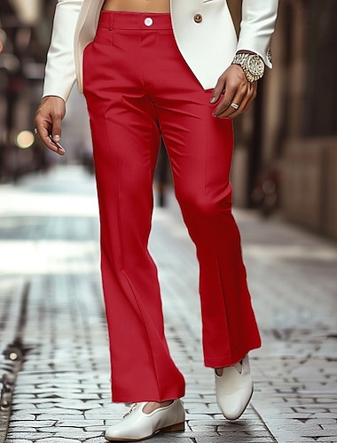  Voor heren Pakken Uitlopende broek Bell Bottom Broek Vrijetijdsbroek Zak Effen Comfort Ademend Volledige lengte Buiten Dagelijks Uitgaan Modieus Streetwear Zwart Wit Rekbaar