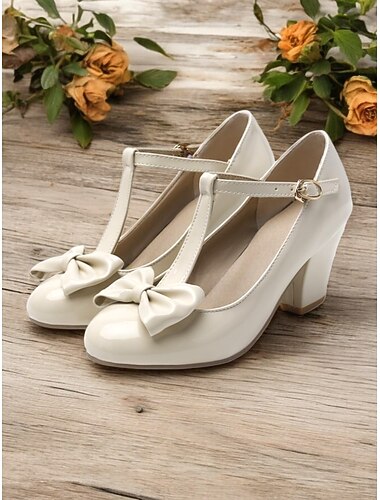  Escarpins rouges à bride en T pour femmes avec détails en nœud et talons compensés – chaussures élégantes d'inspiration vintage pour les fêtes et les occasions formelles