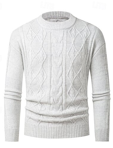  Herre Pullover genser Strikket genser Riflet Strikke Normal Strikket عادي Crew-hals Mote Fritid Dagligdagstøy Stevnemøte Klær Høst vinter Blå Lysegrå S M L