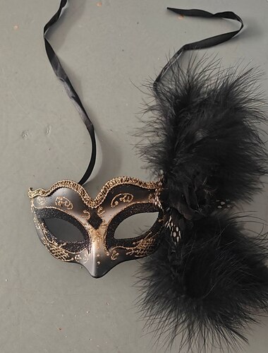  Arlecchina Karnevalsmaske Venezianische Maske Columbina Erwachsene Damen Halbes Gesicht Feder Party Maskerade Karneval von Venedig Halloween Karneval Einfaches Karnevalskostüm