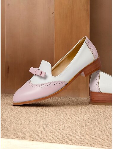  vintage tofarvede loafers til kvinder med sløjfeaccent, elegante brogue-detaljer, komfortable flade sko til fritids- og kontorbrug