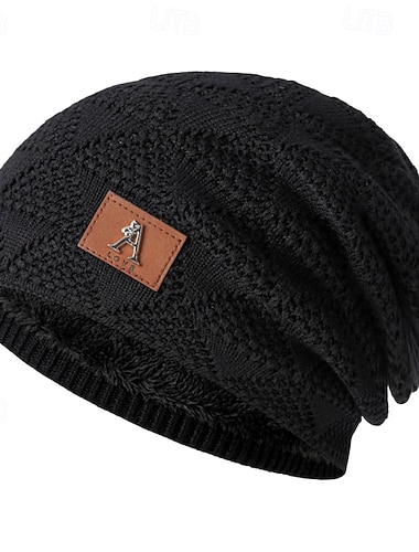  Hombre Unisexo Sombrero de Beanie Sombreros de invierno Gorros 骷髅头毛线帽 Sombrero tejido Negro Vino Fibra de acrílico De Punto Acogedor Ropa Cotidiana Noche Color sólido/liso Templado