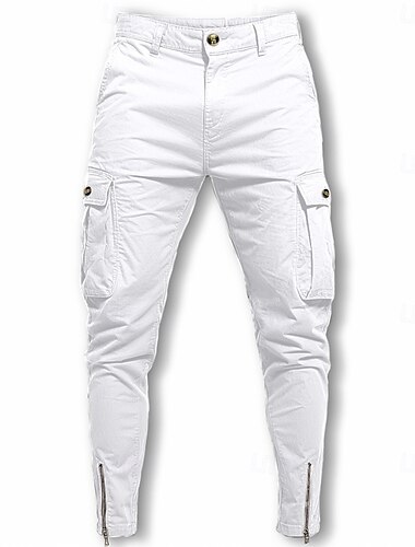  Herren Cargohose Cargohosen Hose Hosen Chinesisch Chino Sommerhosen Freizeithose Zip Glatt Komfort Atmungsaktiv In voller Länge Casual Täglich Festtage Modisch Basic Schwarz Weiß Mikro-elastisch