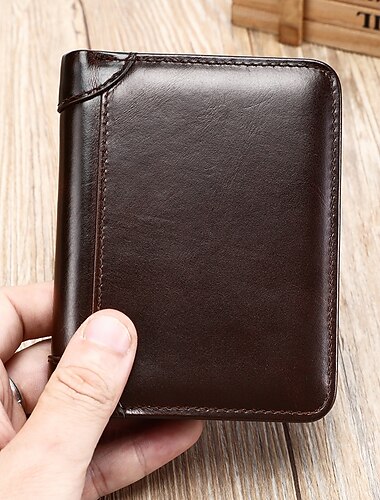  Herren Damen Geldbörse Münzbörse Kreditkartenetui Portemonnaie Rindsleder Alltag Casual Alltagstauglich Hellbraun Dunkelbraun Schwarz