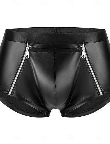  Byxa Boxerkalsonger Underkläder Karnevalsdräkt Herr Dragkedja fram Glansig Metall Sexig kostym Spandex Kostym för Prestanda Nattklubb Pole dance Halloween Karnival Maskerad Vuxna