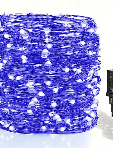  30 m lange Lichterkette aus Kupferdraht mit 300 LEDs, 8-Modus-Blinklichtleiste mit 12 V und niedriger Spannung für Weihnachtsfeiern &Hochzeitsdekoration - 110-240 V